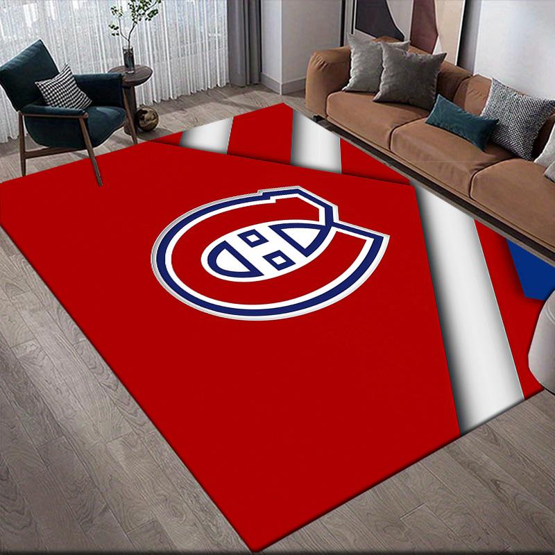 Montreal Canadiens3 Flannel Pattern Square Carpet,Area Rug,Carpet Rug for Living Room Bedroom Sofa Playroom Decor,Non-slip Floor Mat