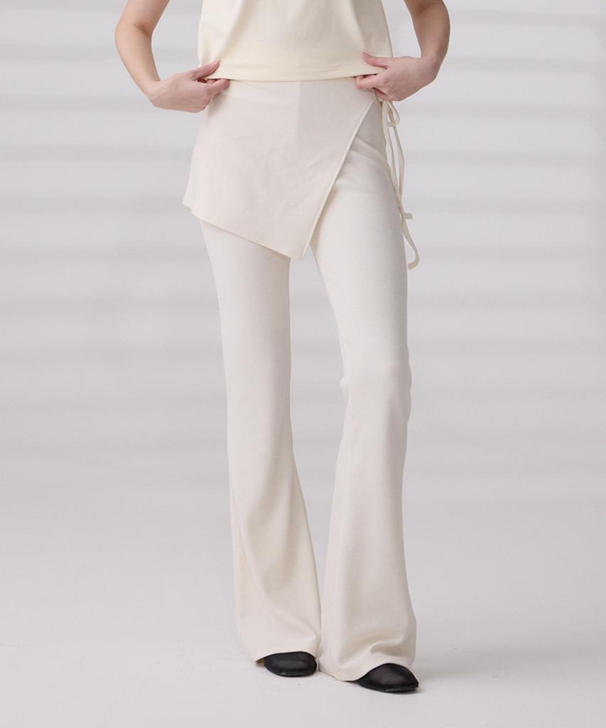 DANGLEDROP [Set] Dgdp Bootcut Line Pants + Layered Wrap Skirt 2 Colors