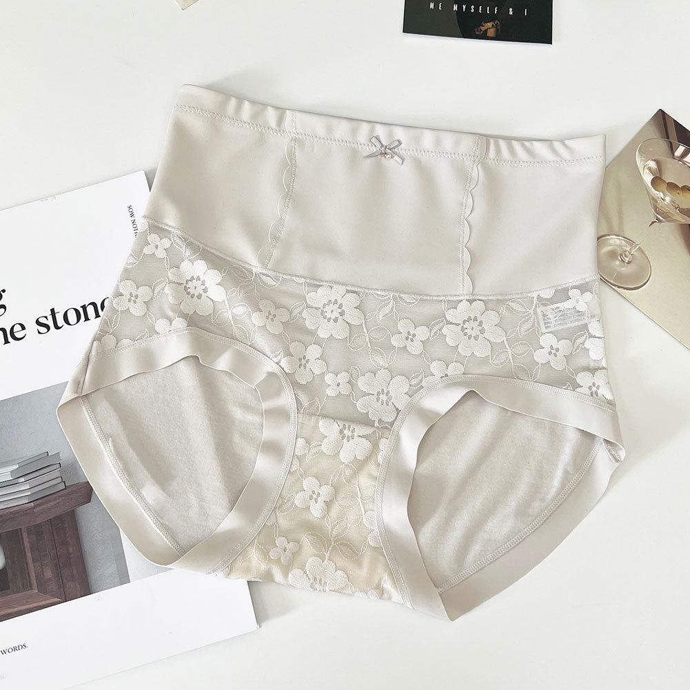 

Ladies Spring and Autumn Lace Splicing Towards The Sun Flower Waist Lift Hip Micro Plastic High Waist Underwear One size сірий