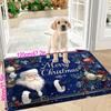 1Pcs Anti Fatigue Kitchen Rugs Blue Santa Claus Waterproof Non-Slip Thick Cushioned Kitchen Mat Heavy Duty Comfort Standing Mat for Kitchen