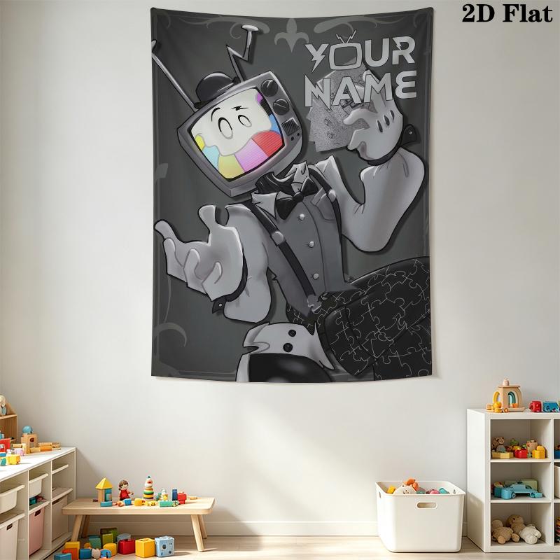 Custom Name Mr. Puzzles Smg4  Wall Tapestry Aesthetic Wall Hanging Printed Fabric Blanket Decorative Tapestries for Bedroom Living Room Home Decor