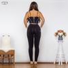Shascullfites Melody Body Shaper Set Black Cotton Zipper Push Up Top High Waist Butt Lift Leggings Elegant Women's Sets