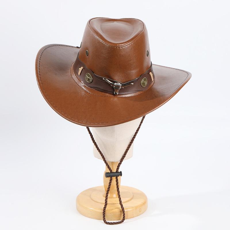 New Western Personality Edge Leather Sun Hat Camping Outdoor Beach Sun Hat