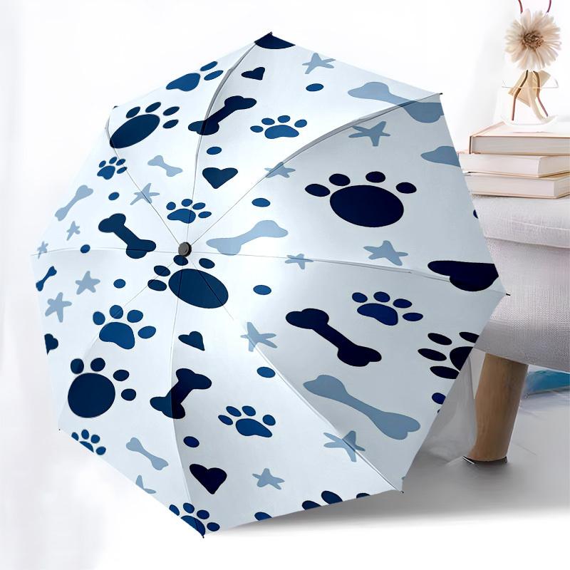 1pc Dog paw prints, bones, hearts, stars. Umbrella with Plastic Handle,Suitable for All Seasons Home Travel Outdoor UmbrellaPT254