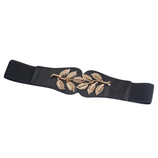 Hot Fashion Lady Wide Hollow Flower Faux Leather Waistband Waist Strap Belt EMA