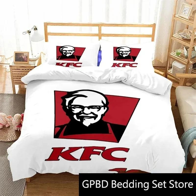 

3D Print Food KFC Logo Bedding Set Double Twin King Duvet Cover Comforter Pillowcase Boys Girls Adults Bedroom US King 264x228cm