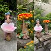 Resin Garden Bird Feeder Ornament Stable for Patio