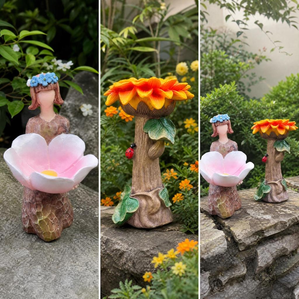 Resin Garden Bird Feeder Ornament Stable for Patio