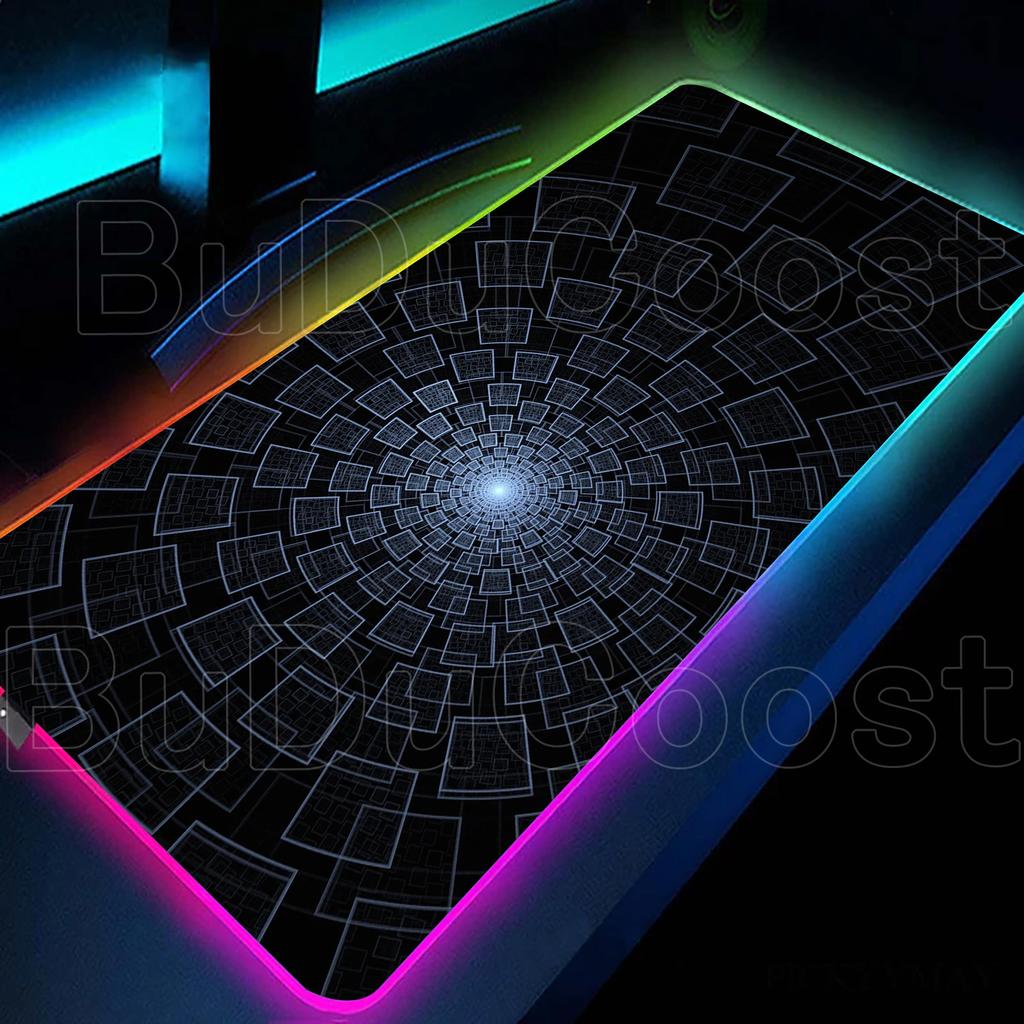 RGB Cool Geometric Shape Starry Sky Mouse Pad Gaming Geometry Luminous Anti Slip Computer Office Rubber Cool Mouse Pad Desk Pads