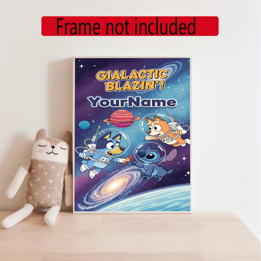 Bluey Customize Your Name Diamond Painting Round Diamond Diy Frameless Holiday Artwork Suitable For Home Office Wall Decoration