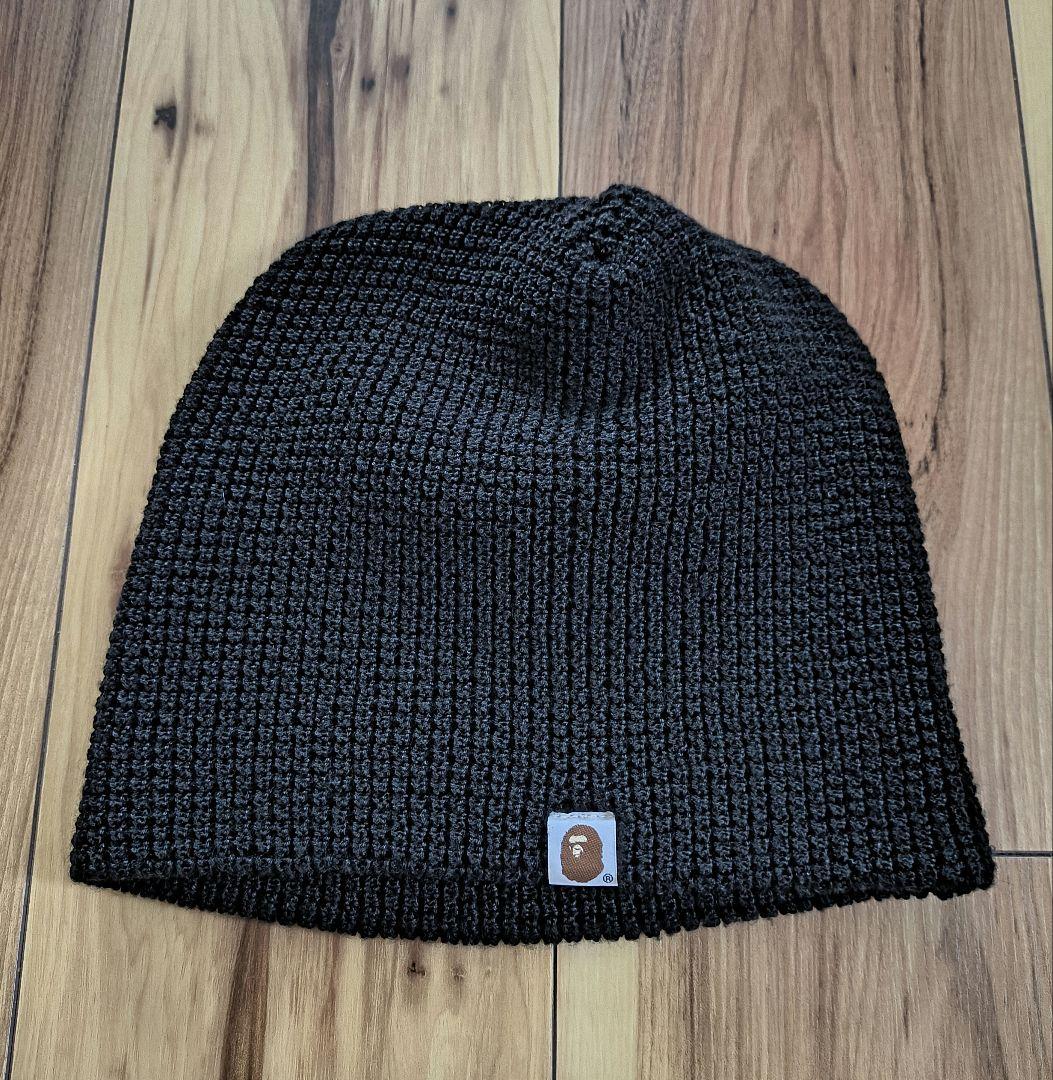 

[Б/У] A Bathing Ape Черная вязаная шапка бини