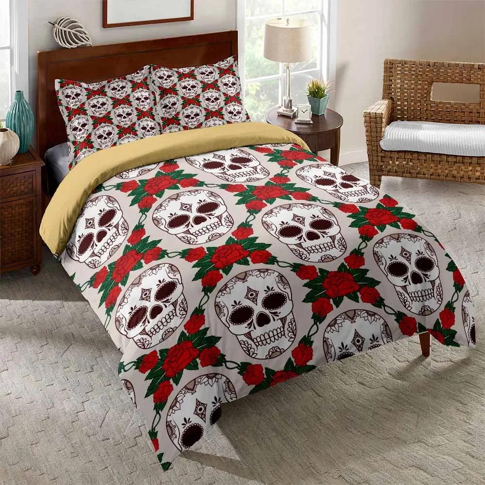 

King Size Bedding Set Skull 3D Print Happy Halloween Nightmare Before Christmas Bed Cover Sets Dropship Bed Linens EU Single(135*200cm)3pcs