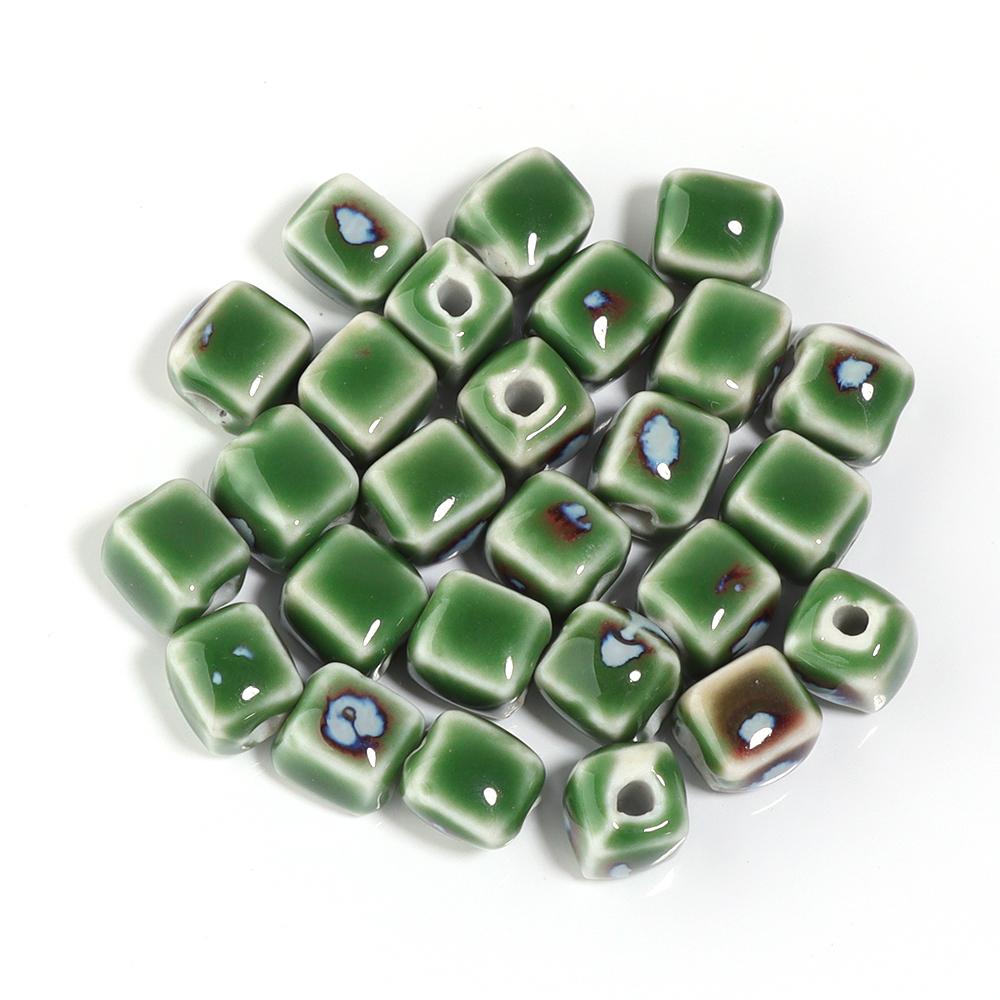 10pcs/lot Colorful Square Ceramic Beads Floral Glaze Porcelain Bead for DIY Bracelet Necklace Charms  Jewelry Making Supplies