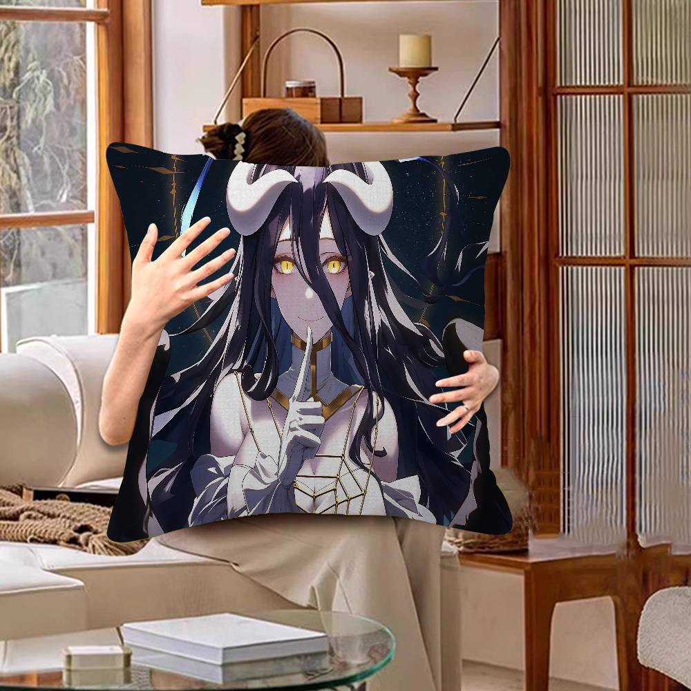 Gamer Albedo Anime Sexy Girls Cushion Cover Polyester Sofa Cushions Decorative Throw Pillows Home Decoration Pillowcover