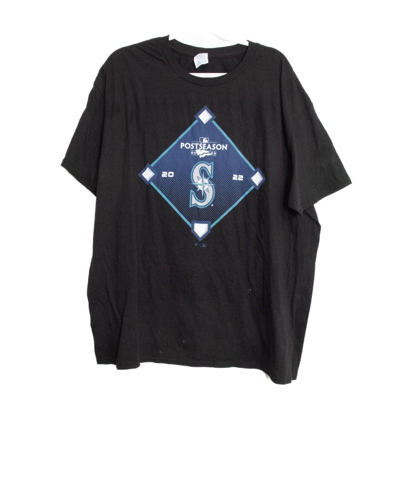 Seattle Mariners 2022 MLB Postseason T-Shirt Black Cotton Short Sleeve Crew Neck XL