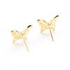 New exquisite diamond-encrusted blue butterfly earrings gold and silver brushed craft stud earrings 925 silver needle women's earrings