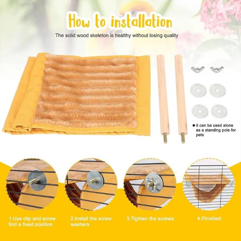 Hängematte für Haustiere Warmes Nestbett Papageienhaus Abnehmbar Waschbar Vogelkäfig Sitzstange Für Hamster Unzertrennliche