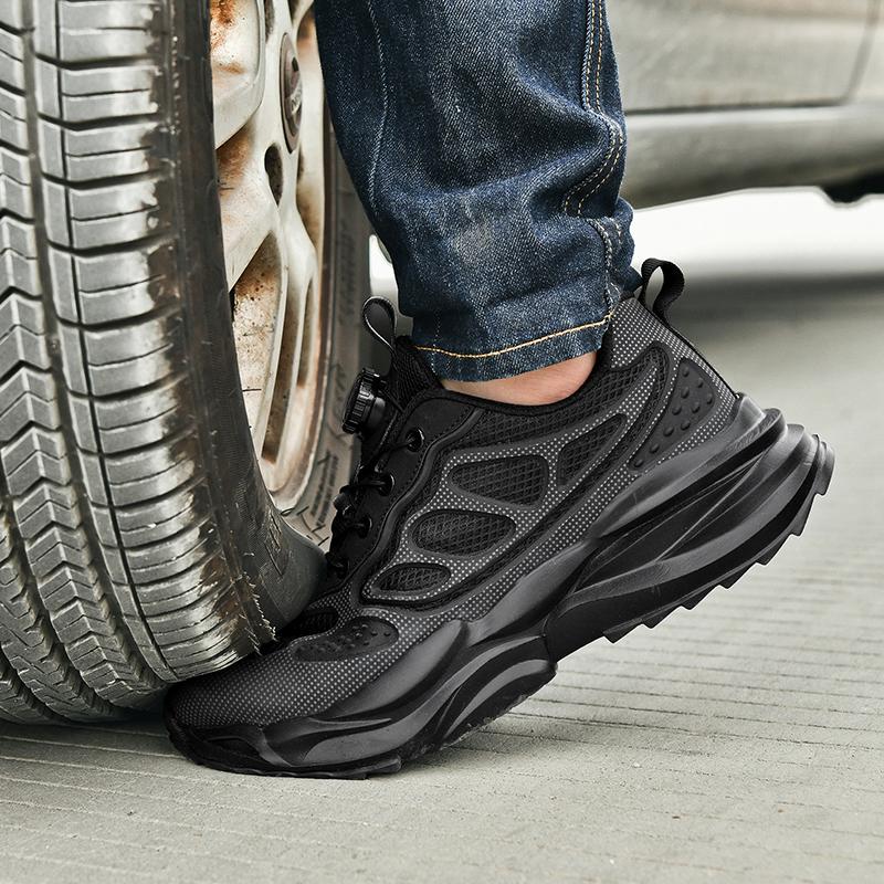 Men Summer Sneakers Breathable Lightweight Mesh Steel Toe Safety Shoes Men, Anti Smash, Puncture Proof, Work Boots, Industrial Construction Sneaker
