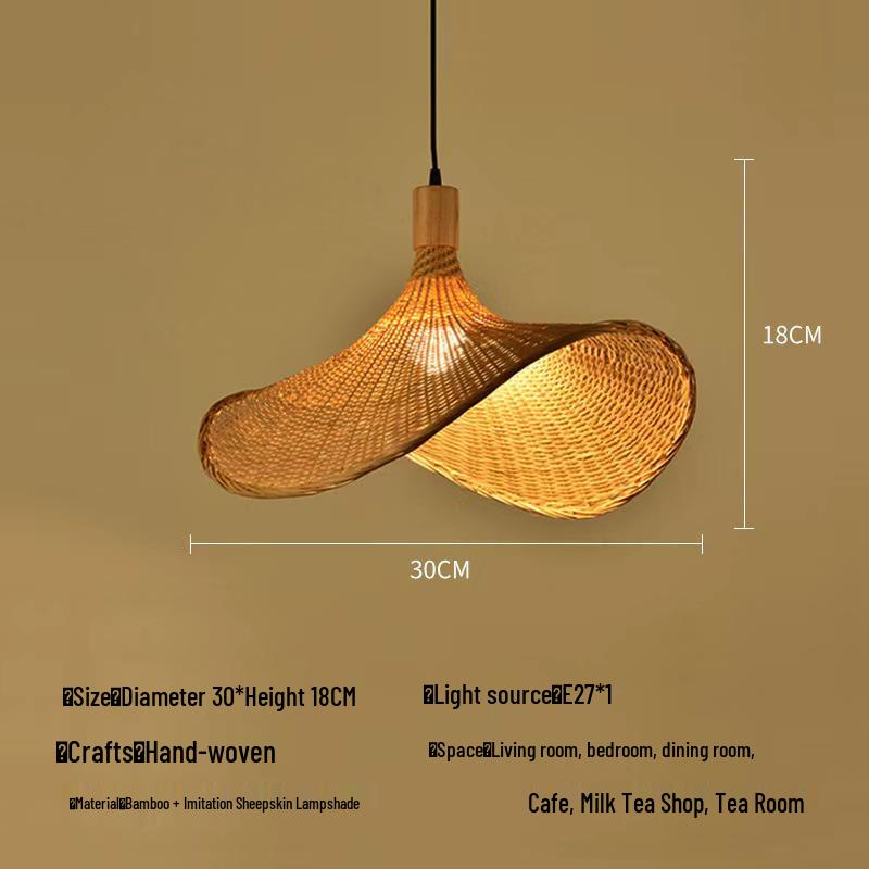 A8L Bamboo Pendant Lamp: New Chinese Zen Style, Rattan Woven Design, Ideal for Tea Rooms, Dining Areas & Teahouses with Japanese Antique Touch.