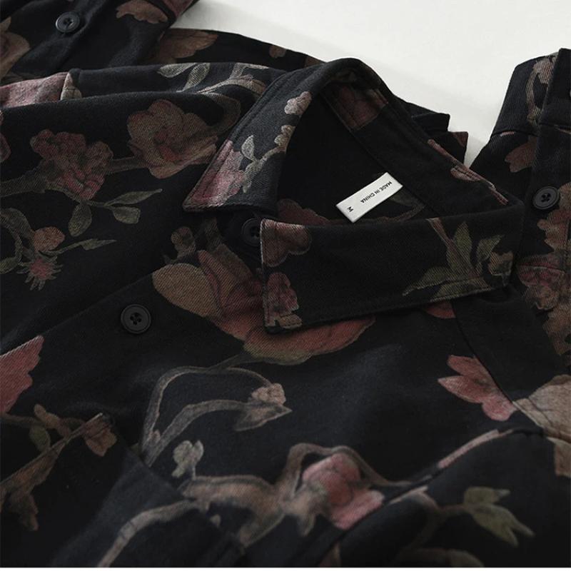 Japanese Fashion Men Long Sleeve Printed Shirts Spring and Summer New Men Tops Youth Streetwear