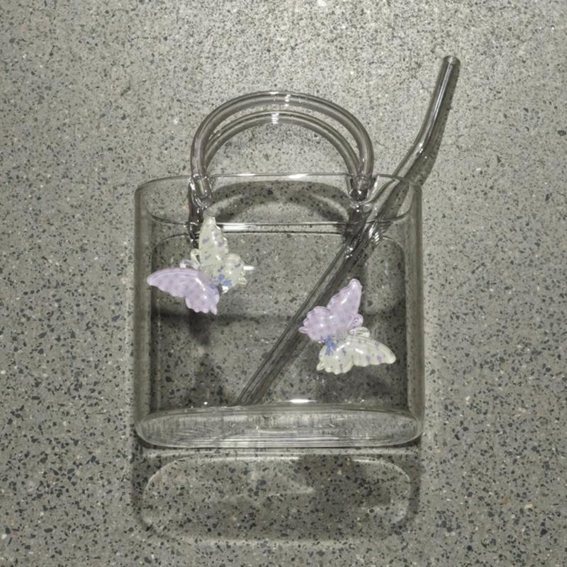 Портативная сумка-клатч со стеклянным стаканом, Креативные бокалы для коктейлей, Забавные бокалы для фруктового вина, Стильная сумка в стиле Ins со стеклянным стаканом и соломинкой, Инструменты для бара