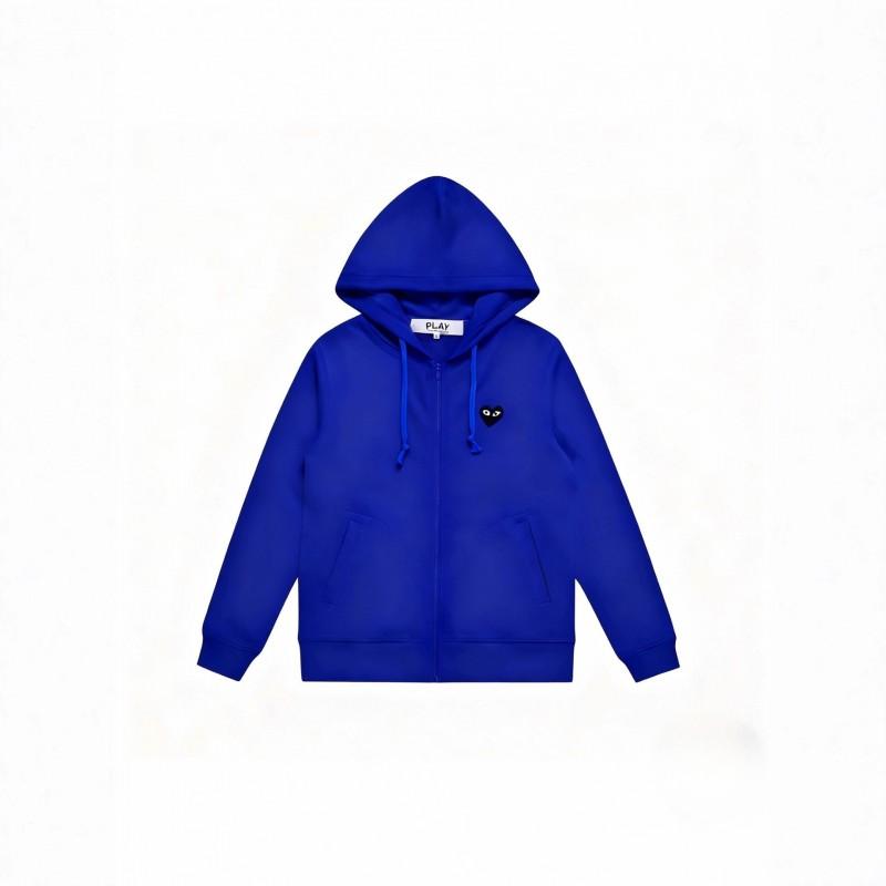 Unisex Hooded Zip-Up Sweatshirt With Heart Embroidery Casual Loose Fit Sportswear