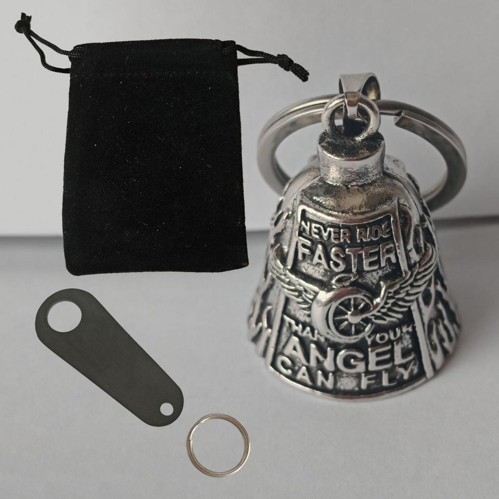 Symbolic Riders Keychain Wing Wheel Bells Keyring with Protective Bells Charm Lightweight Rustproof Metal Car Accessory