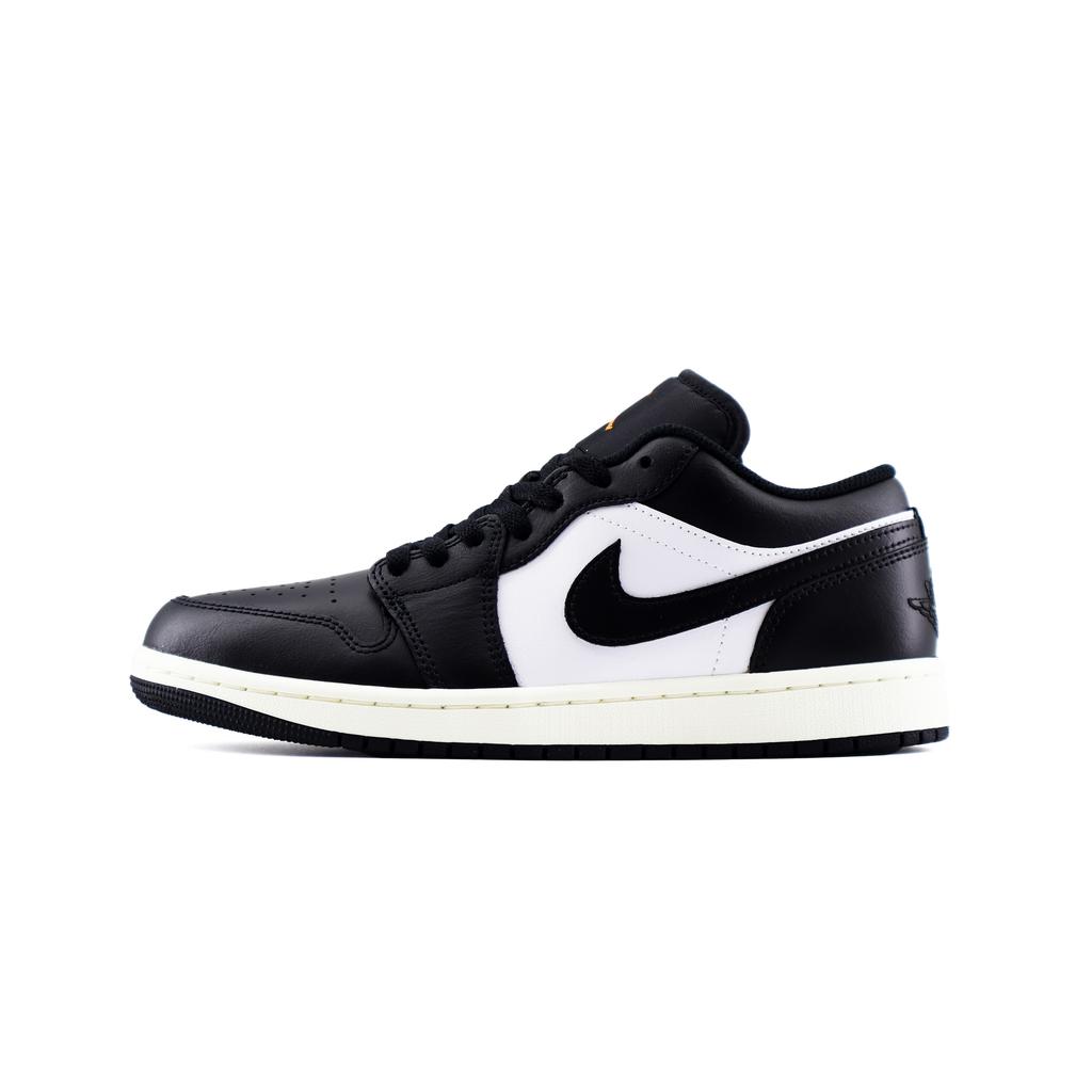 Jordan Air Jordan 1 Slip Resistant Abrasion Resistant Low Top Vintage Basketball Shoes Unisex Black White HF3148-106(Team448-BOX)