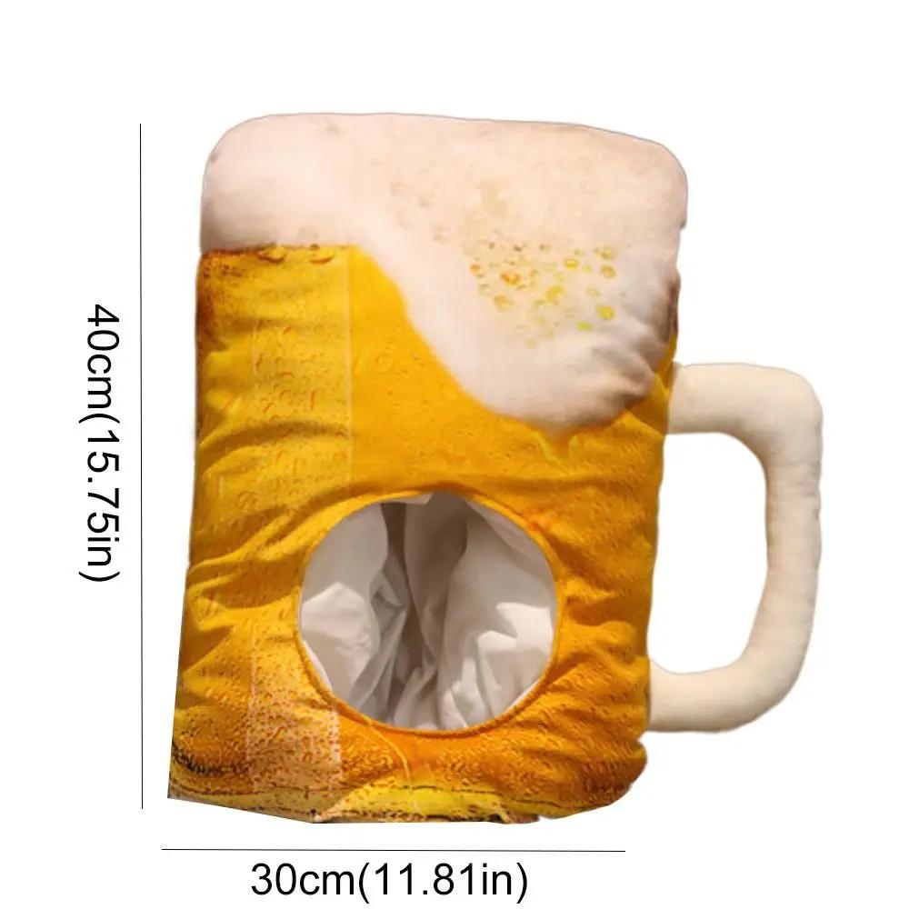 New Creative INS Plush Funny Cup Yellow Beer Plush Hat Toy Cartoon Full Hat Cap Cosplay Costume Party Photo Props Beer Hat