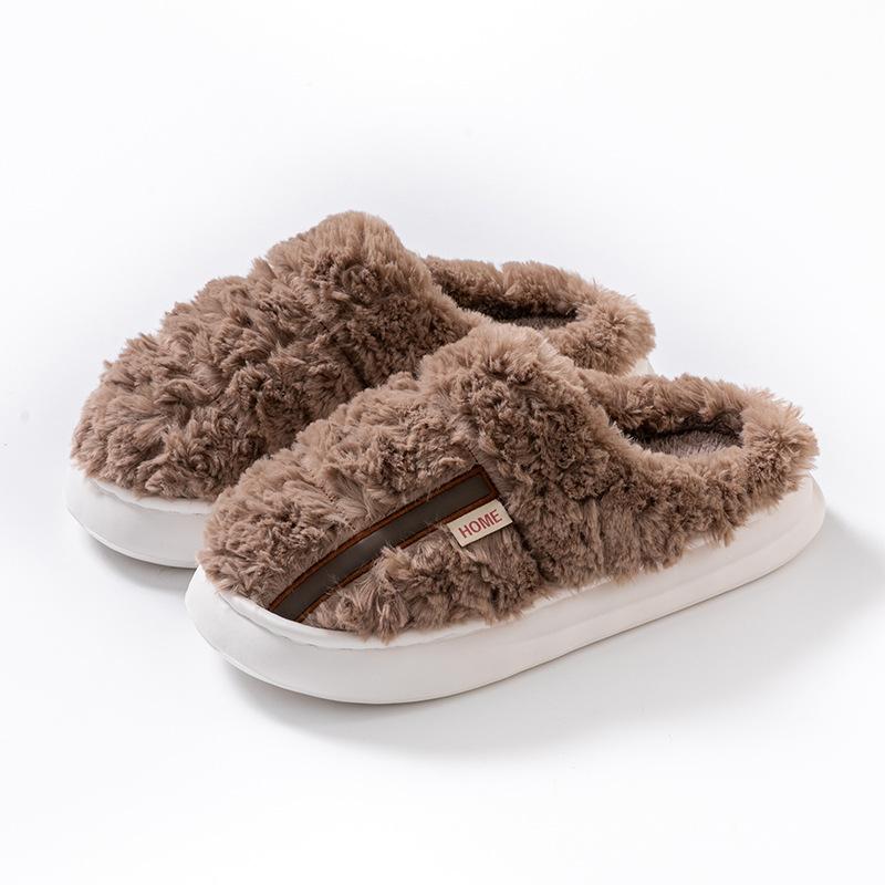Pulled plush cotton mop autumn and winter leisure indoor home plush EVA sole thick sole warm cotton slippers