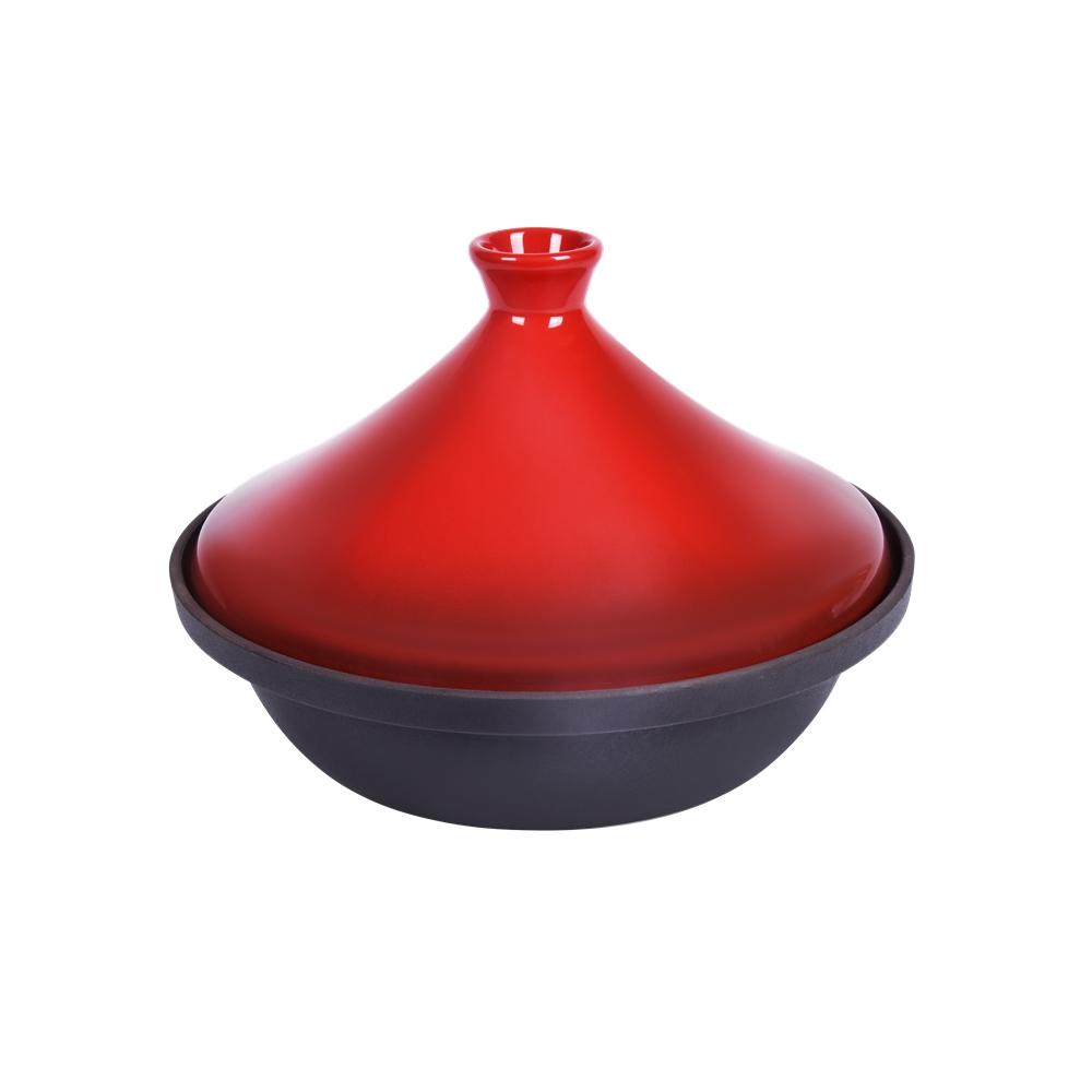 

Enameled Taji Pot Kitchen Commercial Cookware Set for Braised Chicken and Rice Casserole Kitchen Stewed Steamer Pot 3-4L червоний