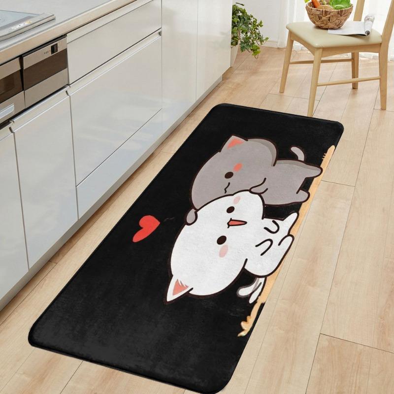 Cute Cartoon Cat Carpet Mat Rug Home Decoration Kitten Design Non Slip Floor Rug for Living Room Bedroom Door Mat Rugs
