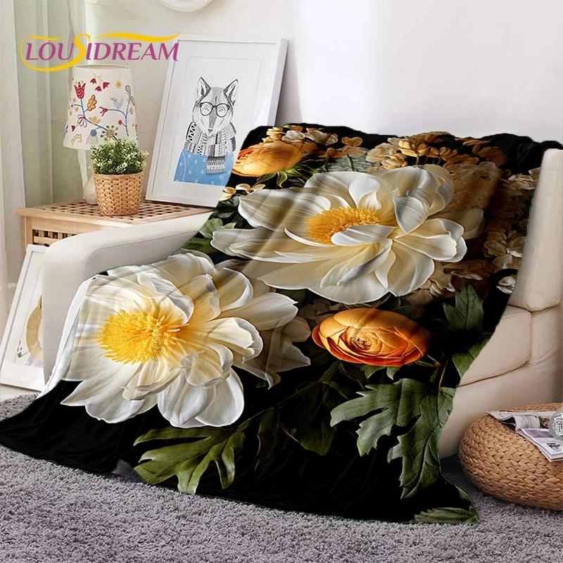 Traum Sonnenblumen Nordische Gänseblümchen Weiche Flanelldecke für Bett Schlafzimmer Sofa Picknick, Tagesdecke zum Zudecken Outdoor Freizeit Nickerchen Geschenk