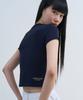 Yuseuteule Waist Embroidered Short Sleeve T-Shirt (Navy)