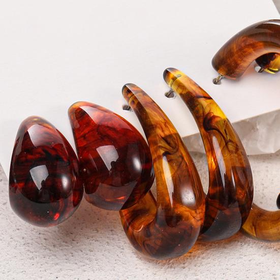 1 Set Hoop Earrings C Shape Simple Acrylic Geometry Dangle Earrings