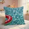 Summer Pool Oil Art Ins Cushion Cover Silky Short Plush Invisible Zipper Dustproof Sofa Pillow Case For Home Decor