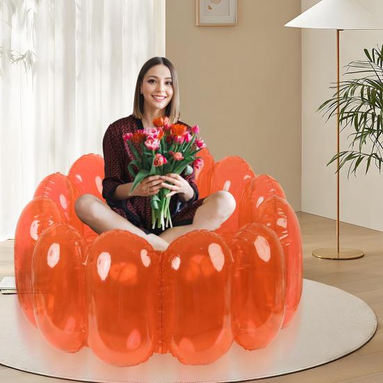 Inflatable Sofa Chair Transparent Leak-Proof PVC 250 Lbs Capacity Portable Indoor Living Room