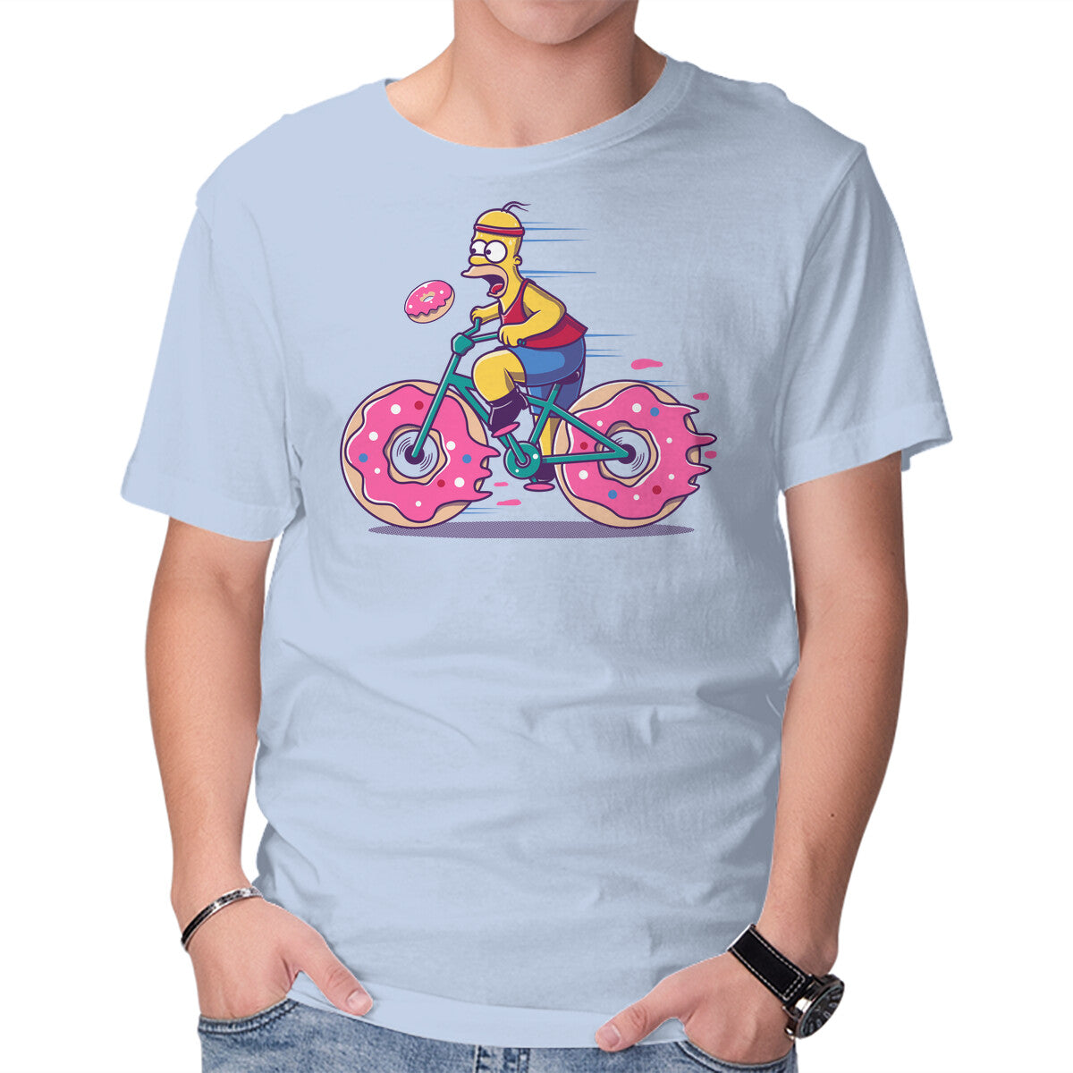 Unisex Crew Neck T-Shirt Donut Cycling Graphic Short Sleeve Casual Tee XXXXL