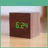 Led Usb Clock Alarm Digital Desk Wooden Square Alarm Clock Table Clock With Voice Control