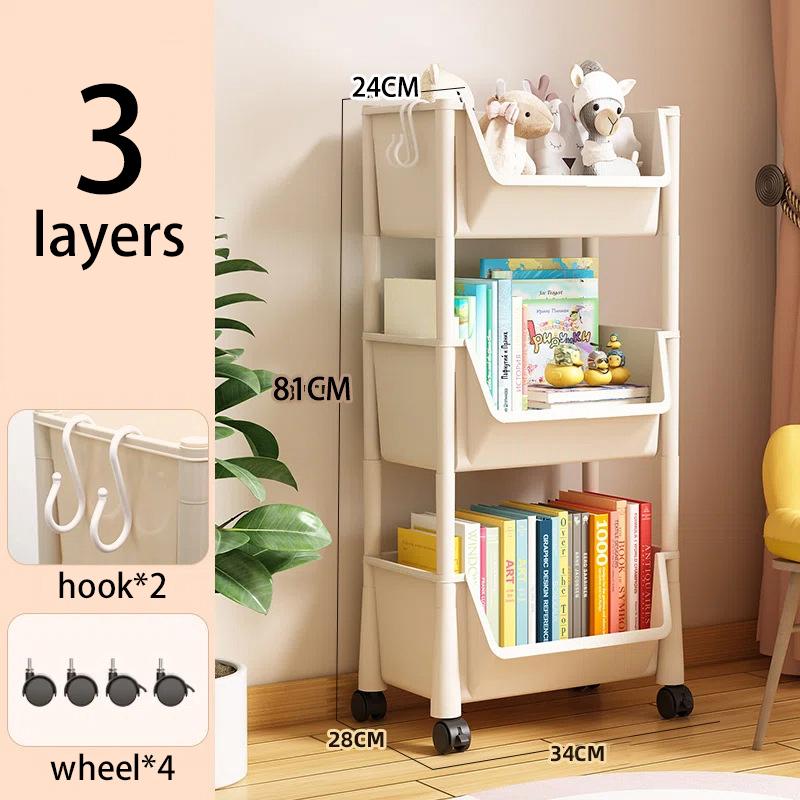 

Многофункциональная мобильная книжная полка с колесиками для хранения для гостиной, кабинета, тележки, полки, настольный органайзер 3layers