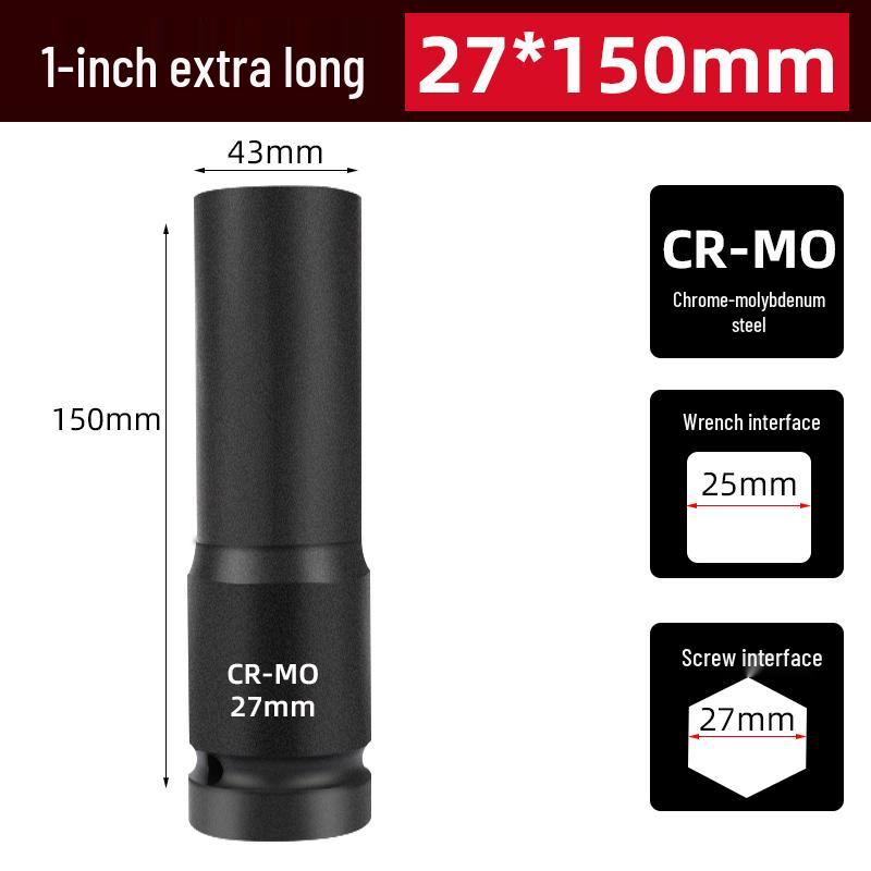 1-Inch Heavy-Duty Extended Pneumatic Air Impact Hex Wrench Socket