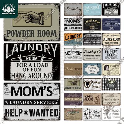 Putuo Decor Room Funny Plaque Metal Vintage Tin Sign Laundry Toilet Powder Retro Wall Art Poster for Home Man Cave Iron Painting