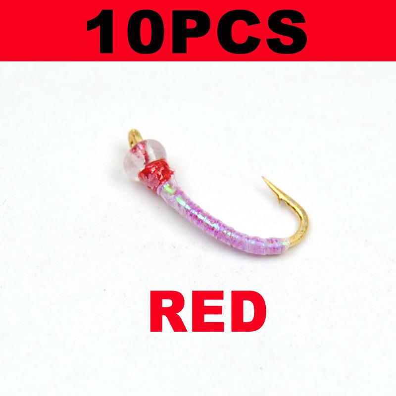 

10 шт. Мошки-хирономиды диско красного, черного цвета, бусины, личинка, голова нимфы, мушки для рыбалки нахлыстом, наживка, приманка, Hegene #14