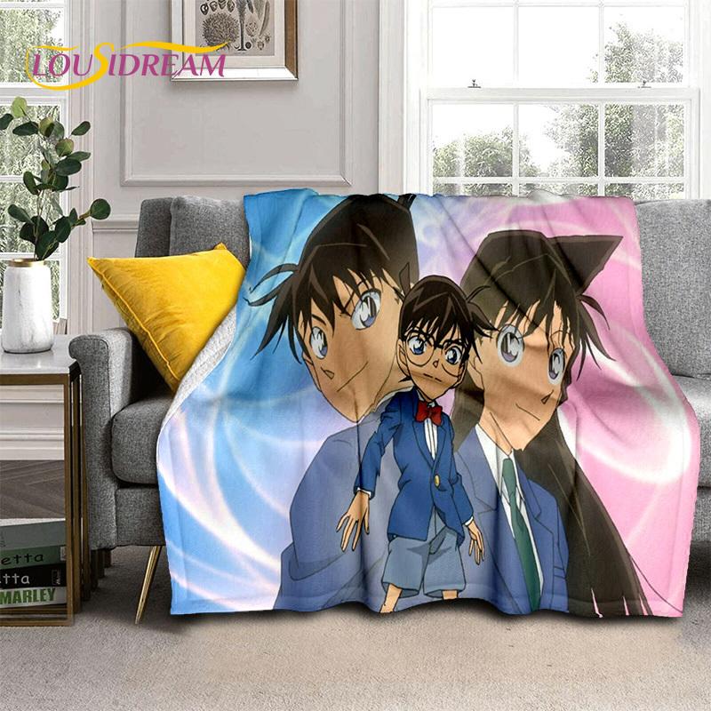 Kreskówka HD Detektyw Conan Anime Koc 3D, Miękki koc do rzucania na dom, sypialnię, łóżko, sofę, na piknik, w podróży, do biura, koc okrywowy dla dzieci