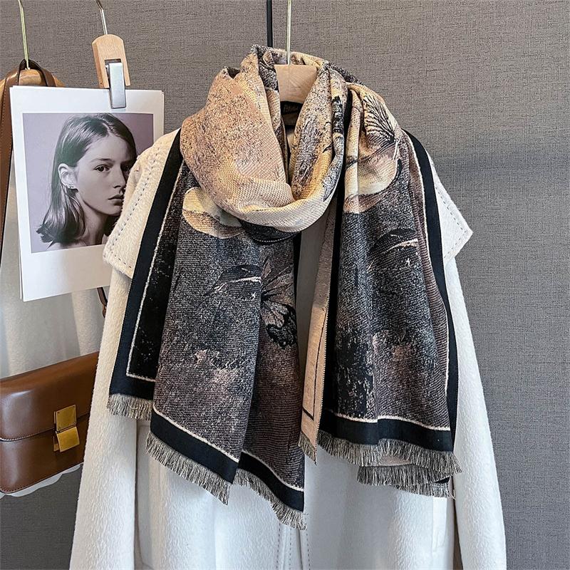 Luxury Winter Cashmere Scarf for Women Print Design Warm Pashmina Blanket Scarves Female Shawl Foulard Bufanda Poncho Stoles