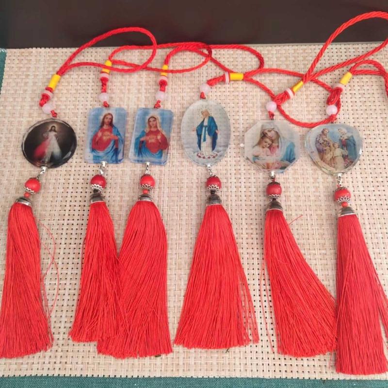Virgin Mary Car Hanging Ornaments for Rear View Mirror Christian Auto Interior Decor Car Pendant Decoration Accessories