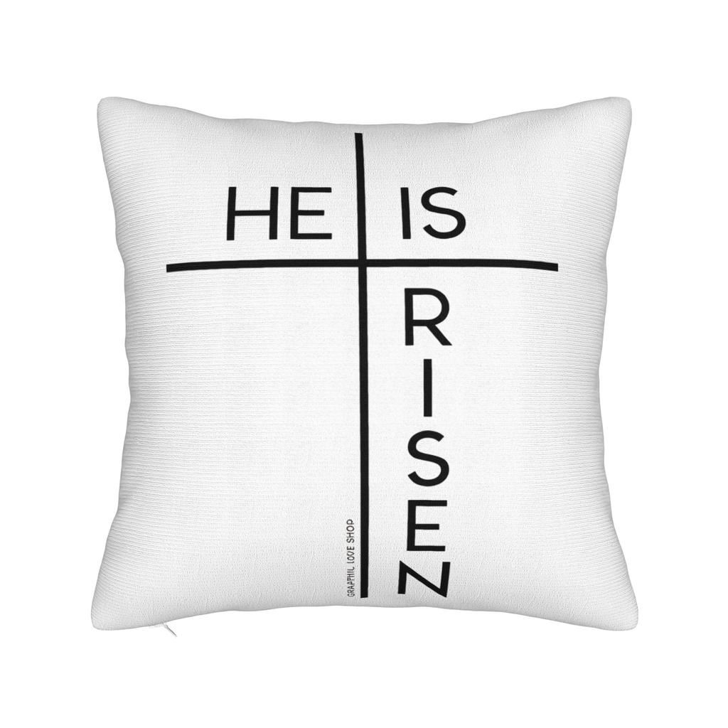 Pillow Cover He Is Risen Boho Easter Christian Jesus Vintage Pillow Case For Sofa Bedroom Home Decor Pillowcases
