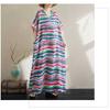 Summer Cotton and Linen Printed Loose and Simple Long Skirt for Women