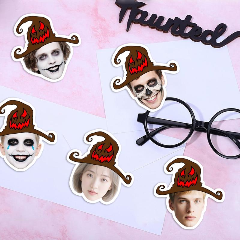 20pcs Personalized Pumpkin With Face Label Customized Halloween Sticker Custom Funny Hat Paper Stickers Hallow Party Supply