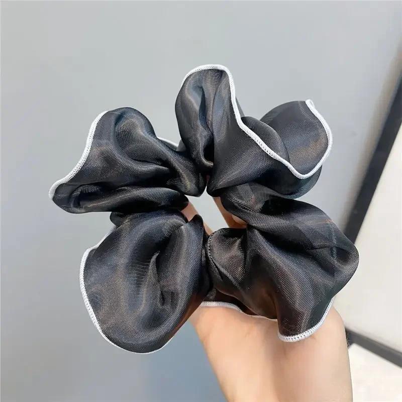 1pc Spring and Summer Oversized Organza Large Intestine Hair Loop Mesh Temperament Fat Intestine Loop Lock Edge Headband Flower